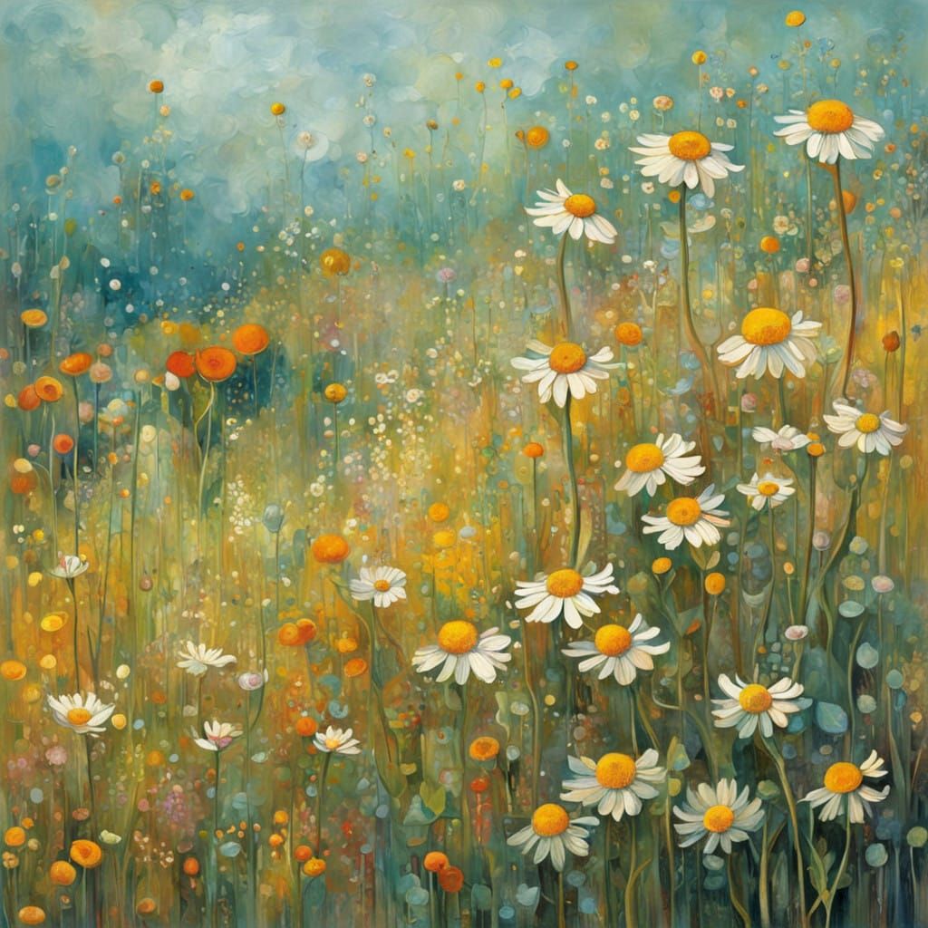 Vibrant Abstract Wildflower Macro in Bold Brushstrokes