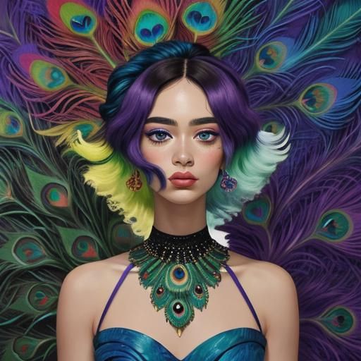 Fauvist Portrait of Woman with Rainbow Skin