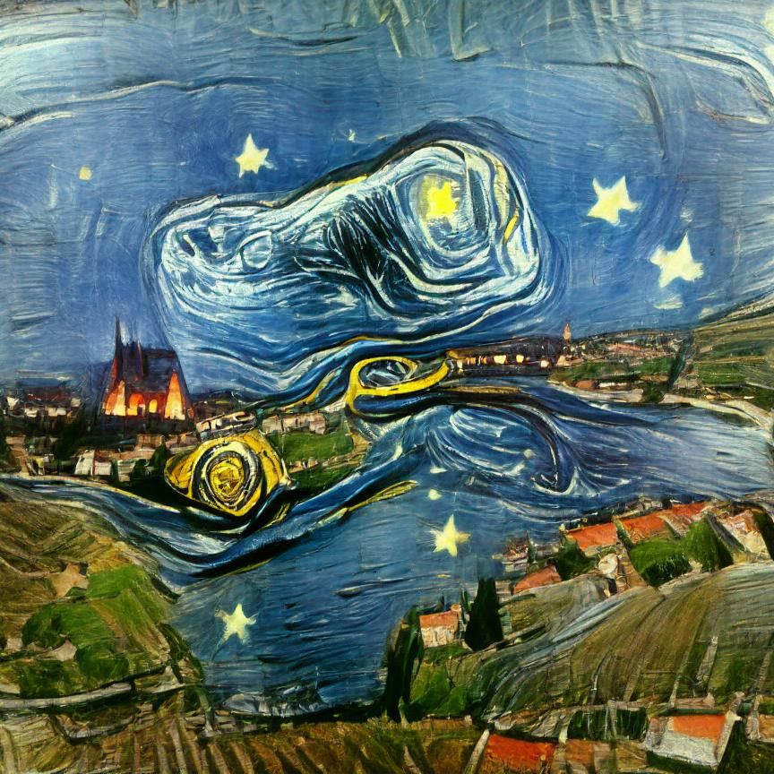 Ethereal Starry Night River Scene