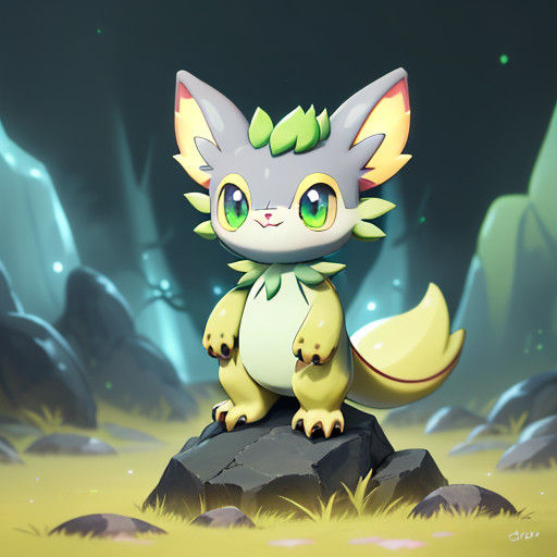 Whimsical Fakemon Encounter in a Misty Forest