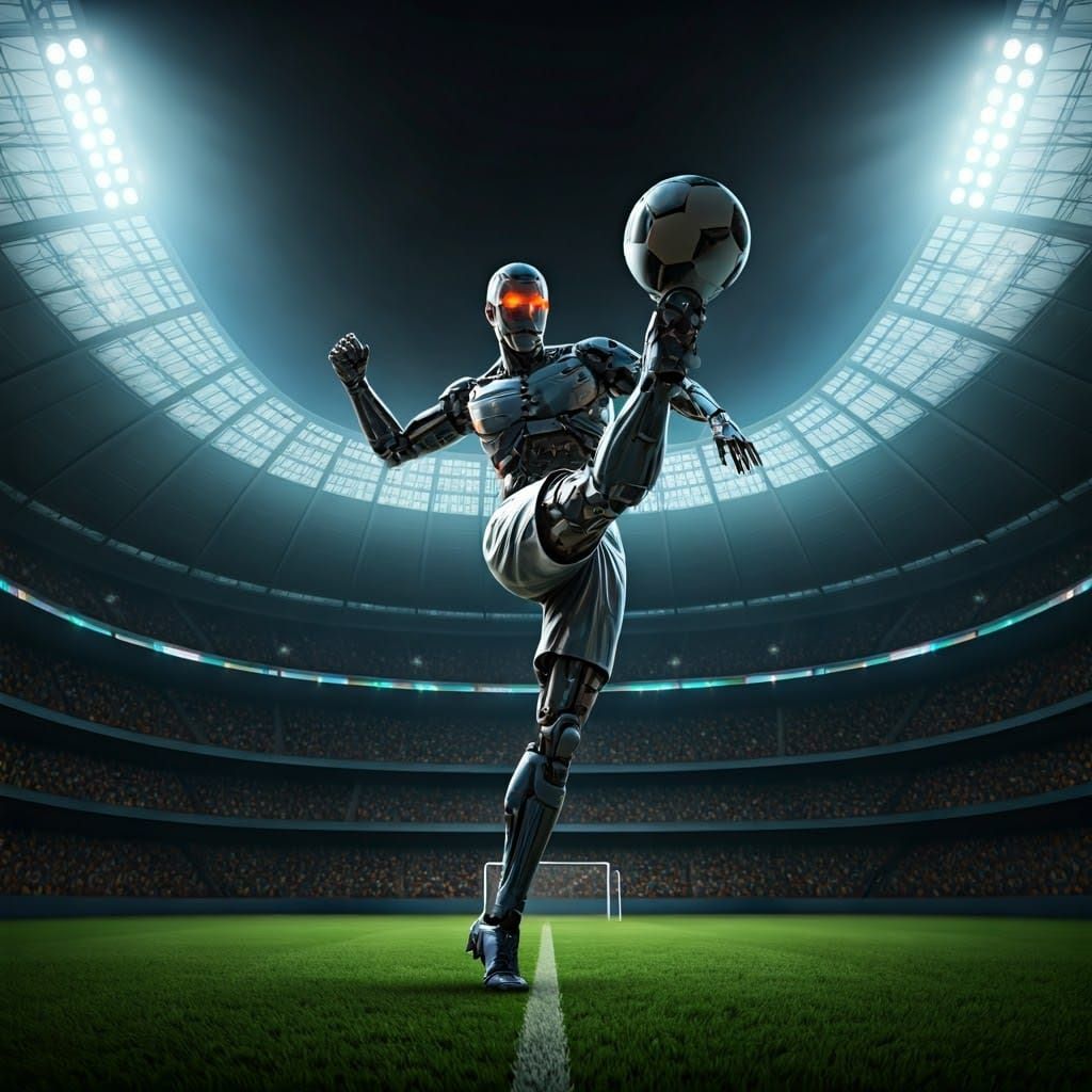 Cyborg Soccer Player's Cyberpunk Bicycle Kick