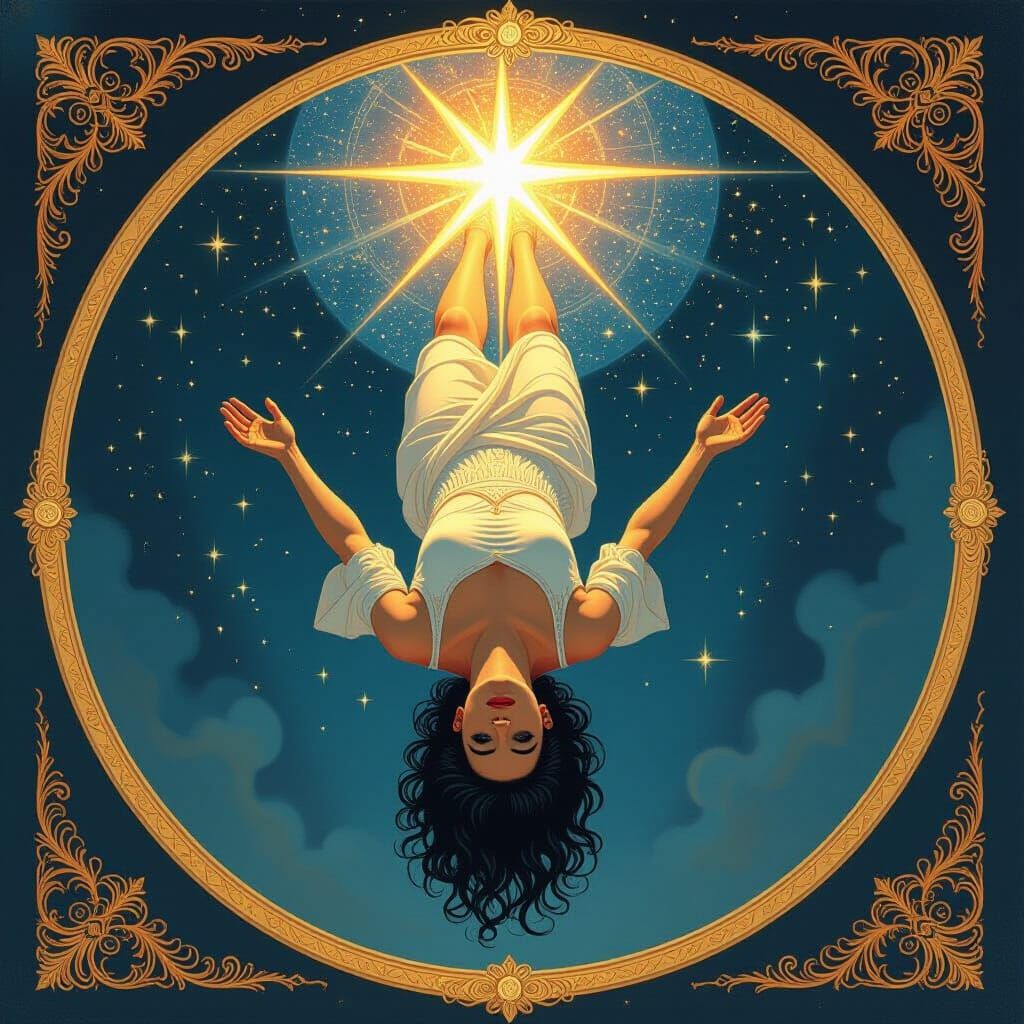 Cosmic Wisdom Figure in Surreal Visionary Art Style