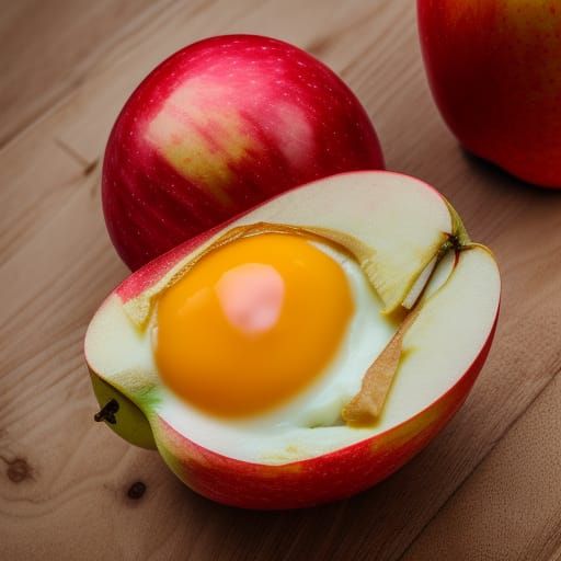Baked Egg Stuffed Inside an Apple: Photography