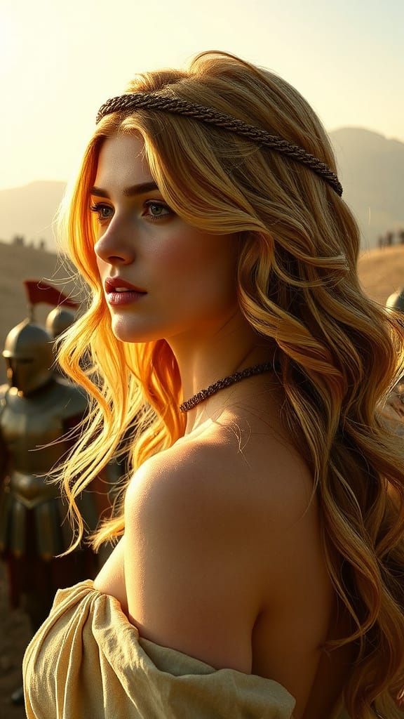 Ethereal Golden Portrait of Helen of Troy