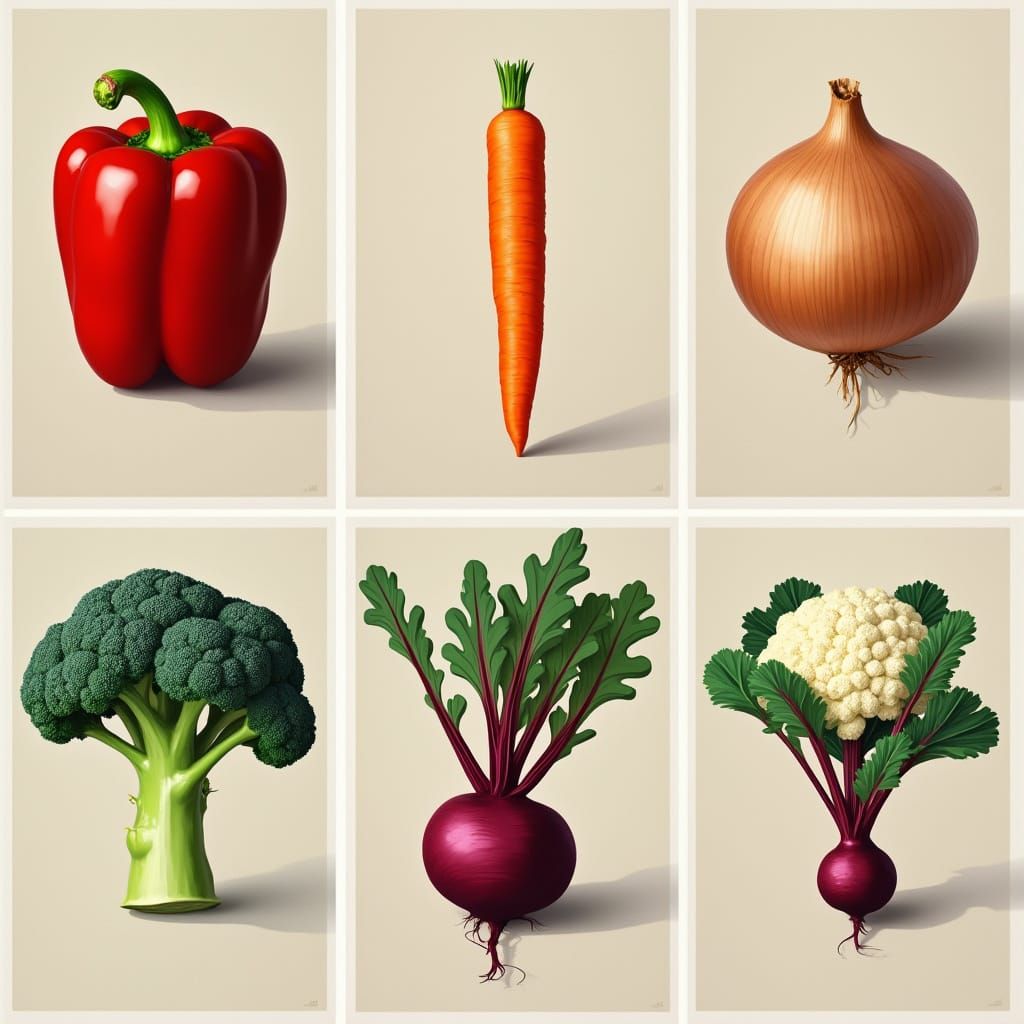 Vibrant Vegetable Still Life in Pop Art Style