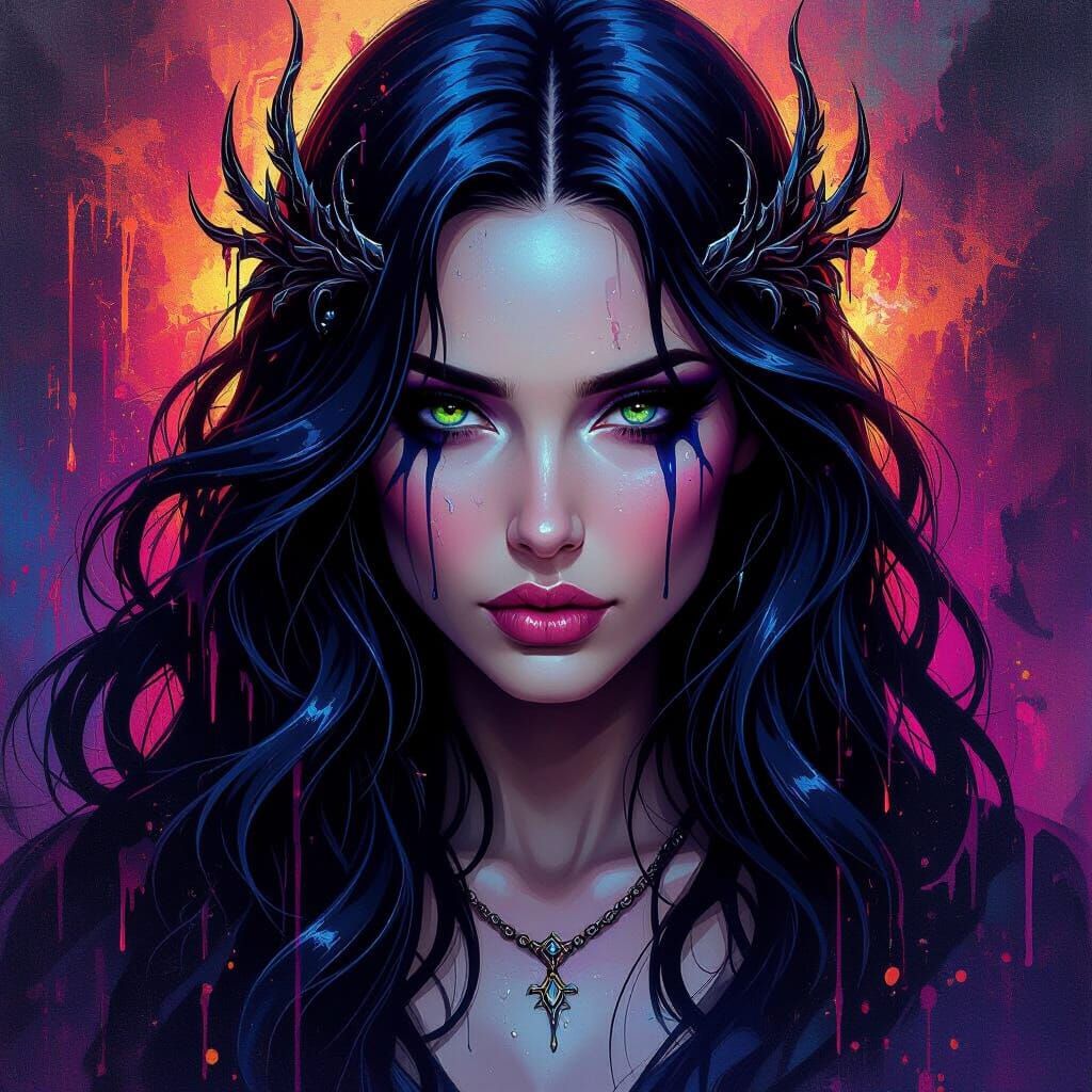 Goddess of River Styx in Graffiti Splash Art Style