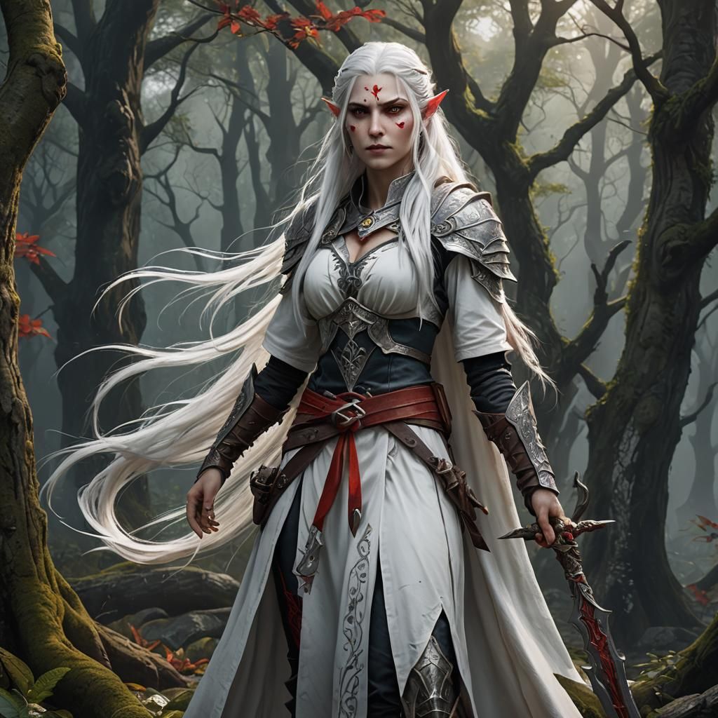 Half-Elf Druid with Scimitar: Fantasy Concept Art