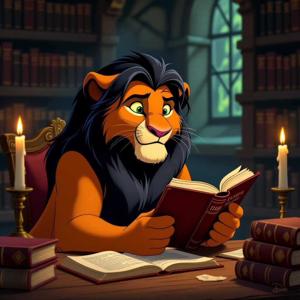 Scar Reads Shakespeare: Lion King in Disney Animation Style