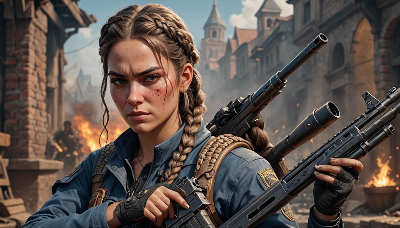 Female Sharpshooter Portrait in Detailed Anime Style