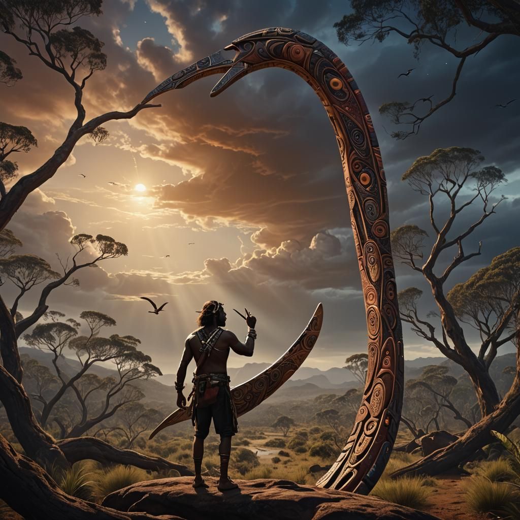 Aboriginal Boomerang in Digital Matte Painting