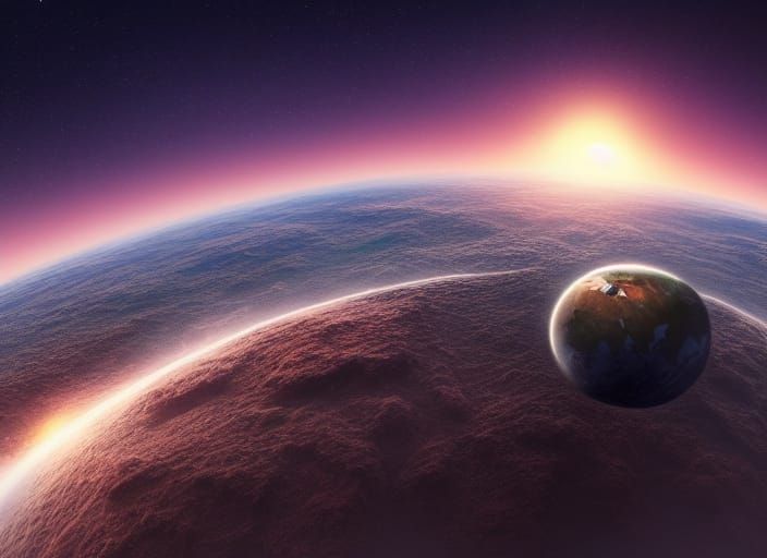 Earth-like Exoplanet Civilization in Detailed Digital Art