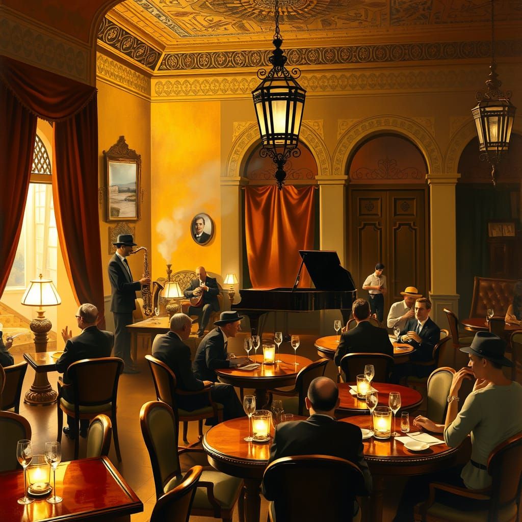 Vibrant Old Arab Cafe in 1920s Casablanca