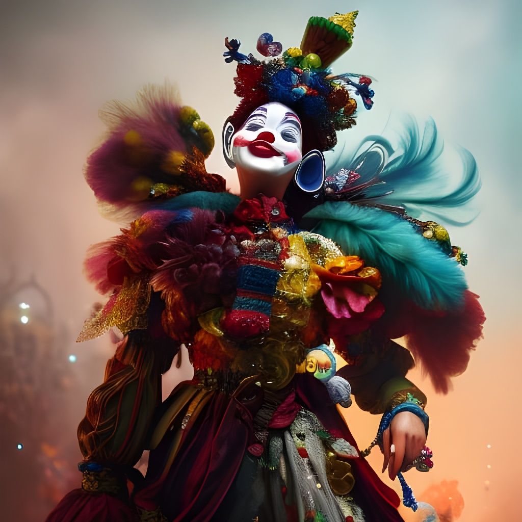 Chibi Clown in Wonderland: Hyperdetailed Fantasy Art
