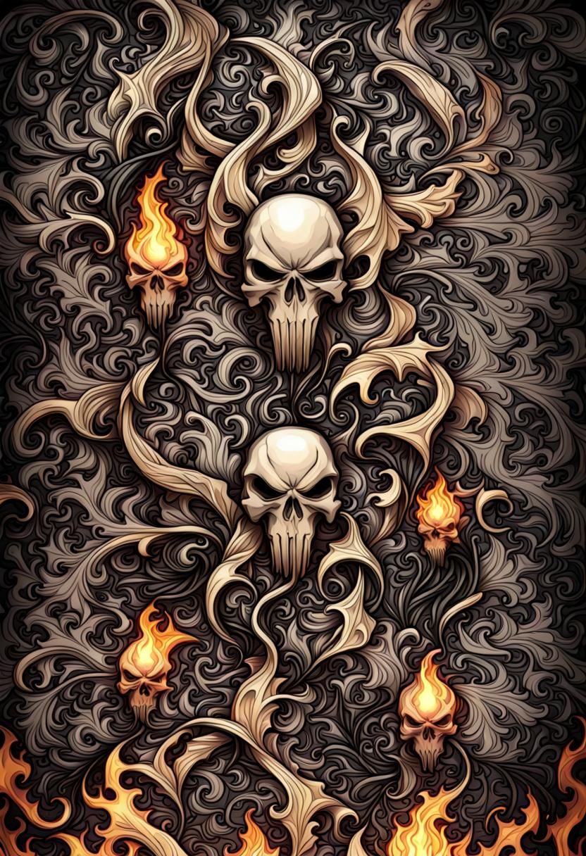 Black Onyx Flames Punisher Skull Symmetrical