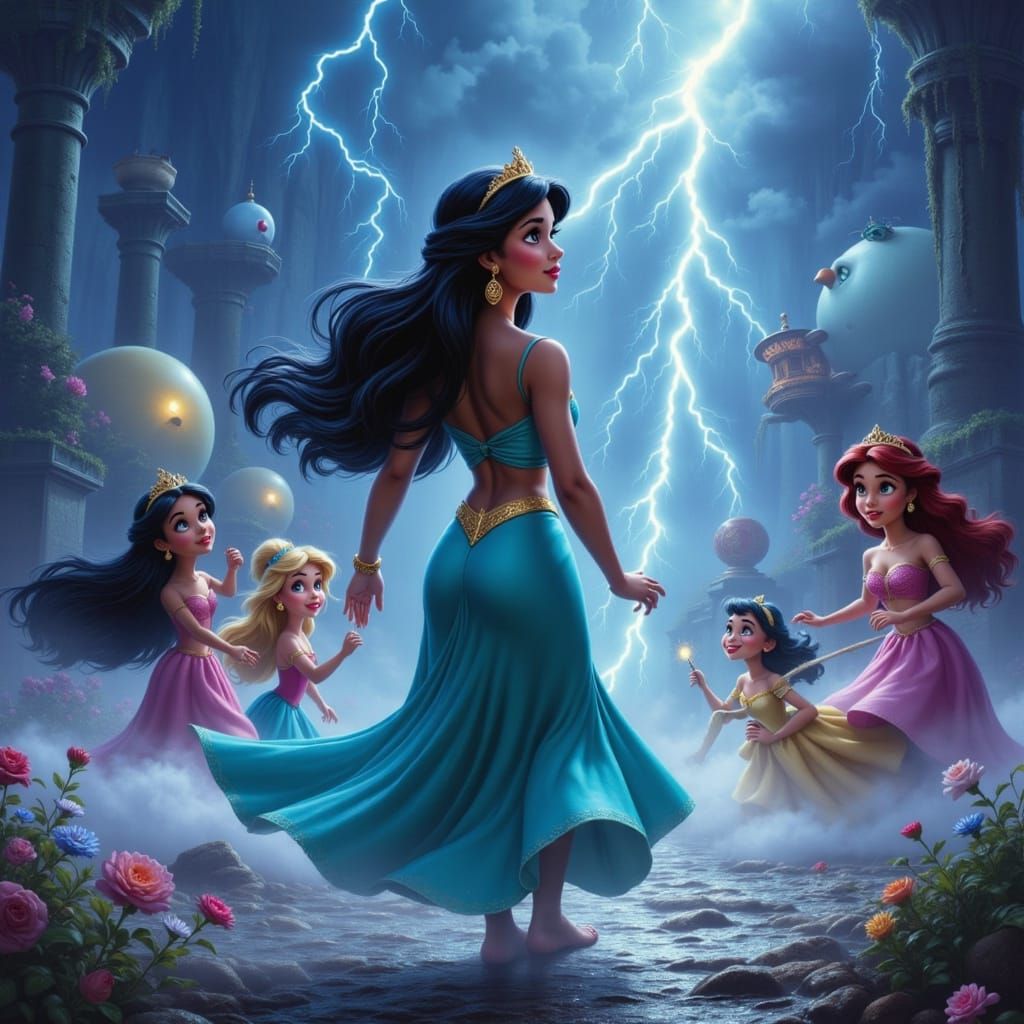 Jasmine in Lightning Storm: Pop Art Disney Fusion