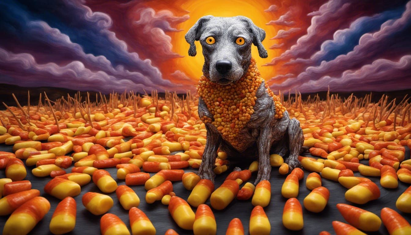 Surreal Corn Dog Creature in Burtonesque Style