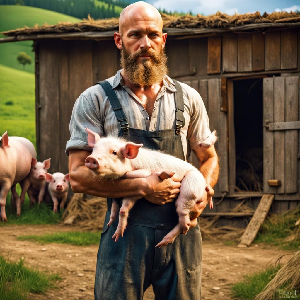 Masculine farmer with weird AI fingers ;-)