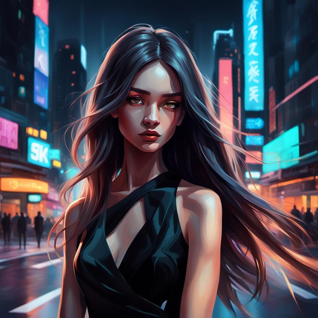 Mysterious Woman in Cityscape: 3D Surrealism