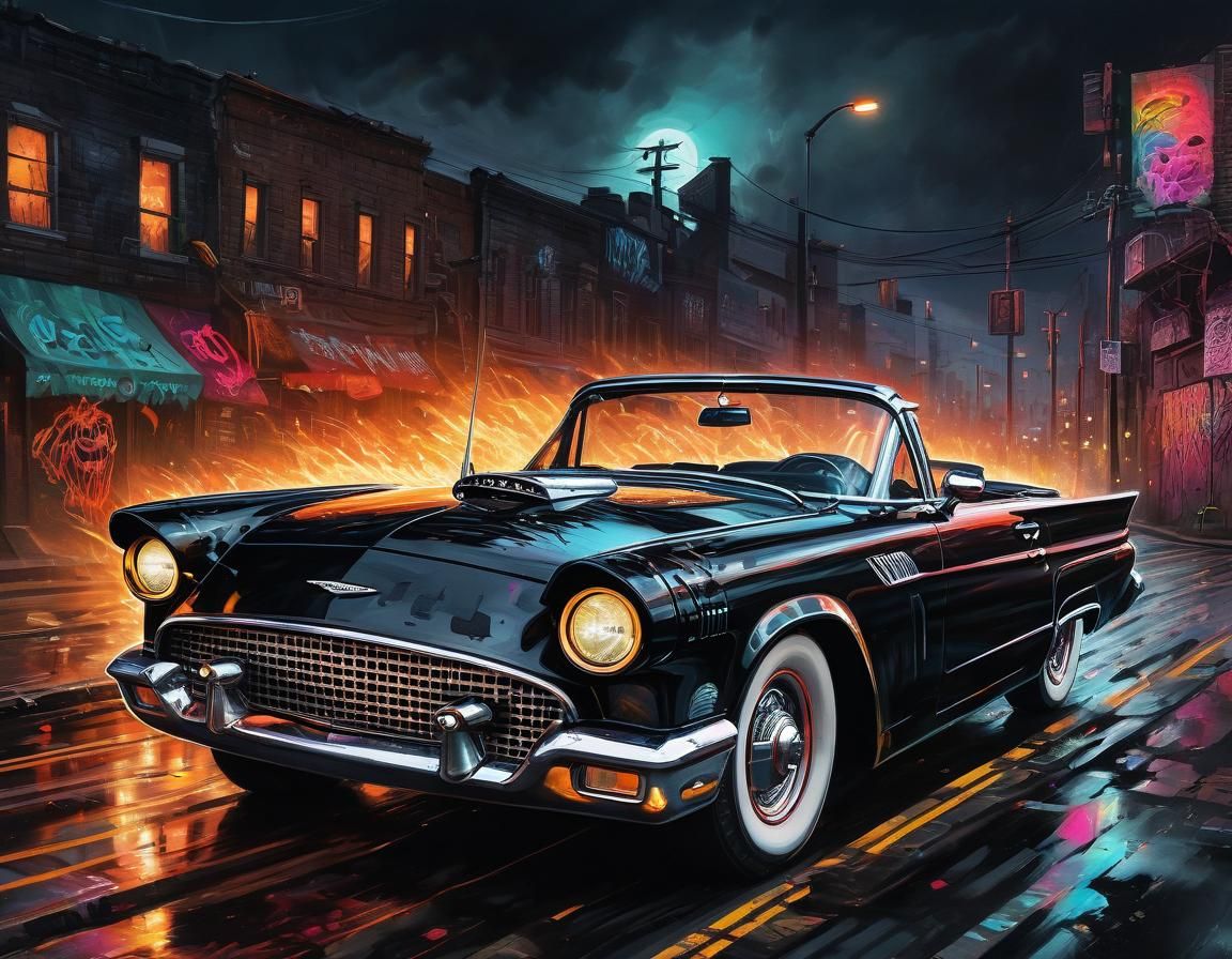 Grim Reaper Drives a Thunderbird: Graffiti Art