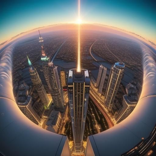 Fantasy Harbour Sunset Drone View in 3D