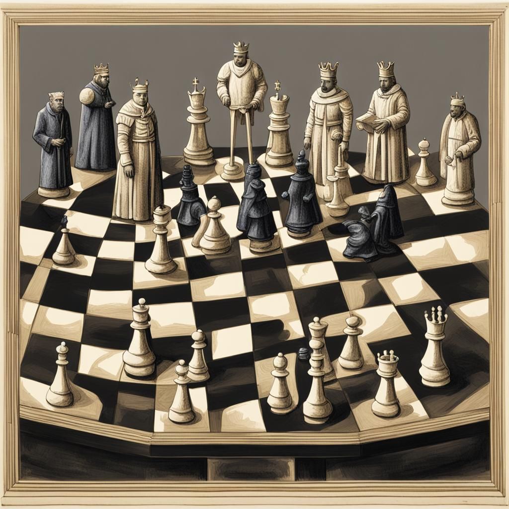 Humanlike Chess Figures on Chess Table