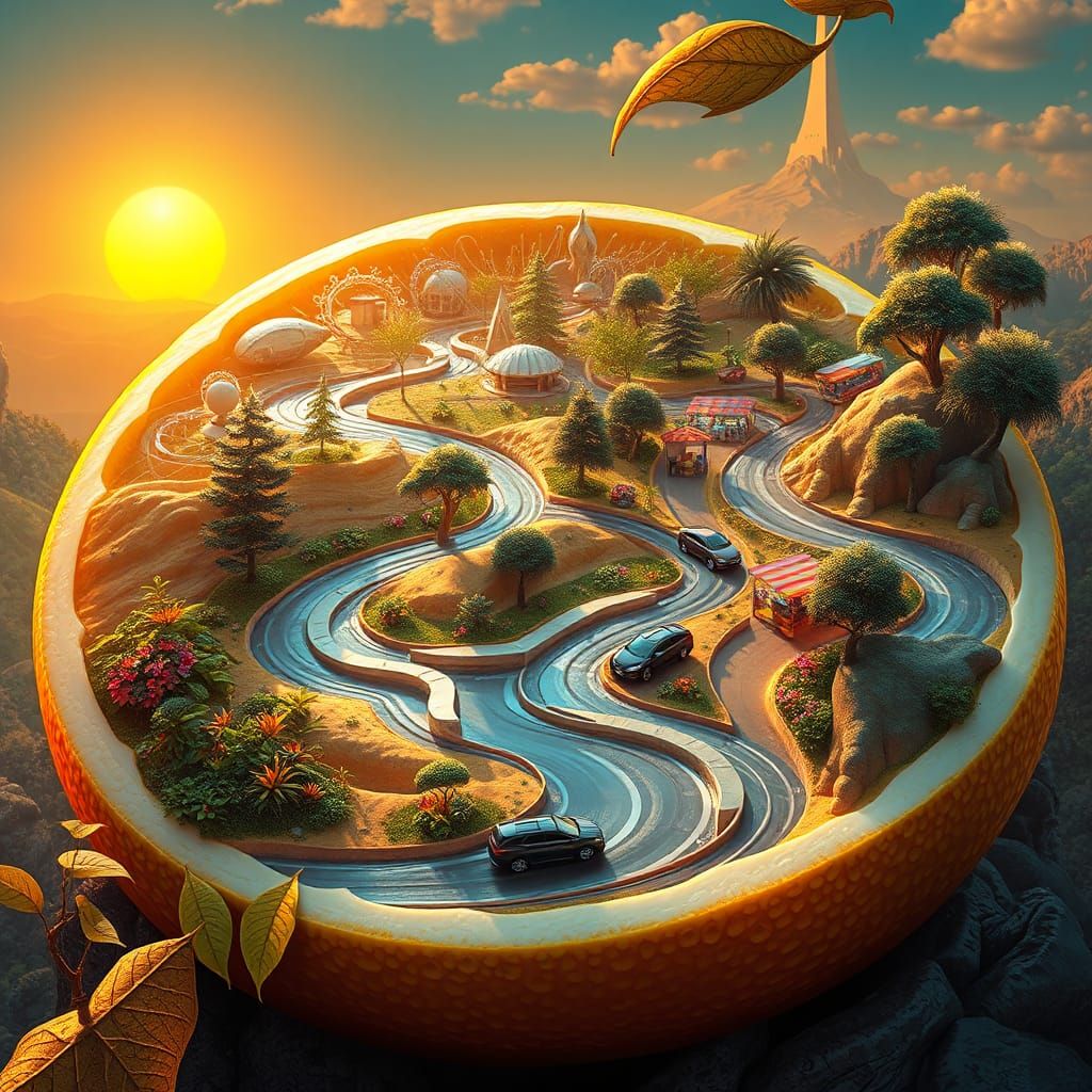 Surreal Lemon Cityscape Inspired by Matte Painting