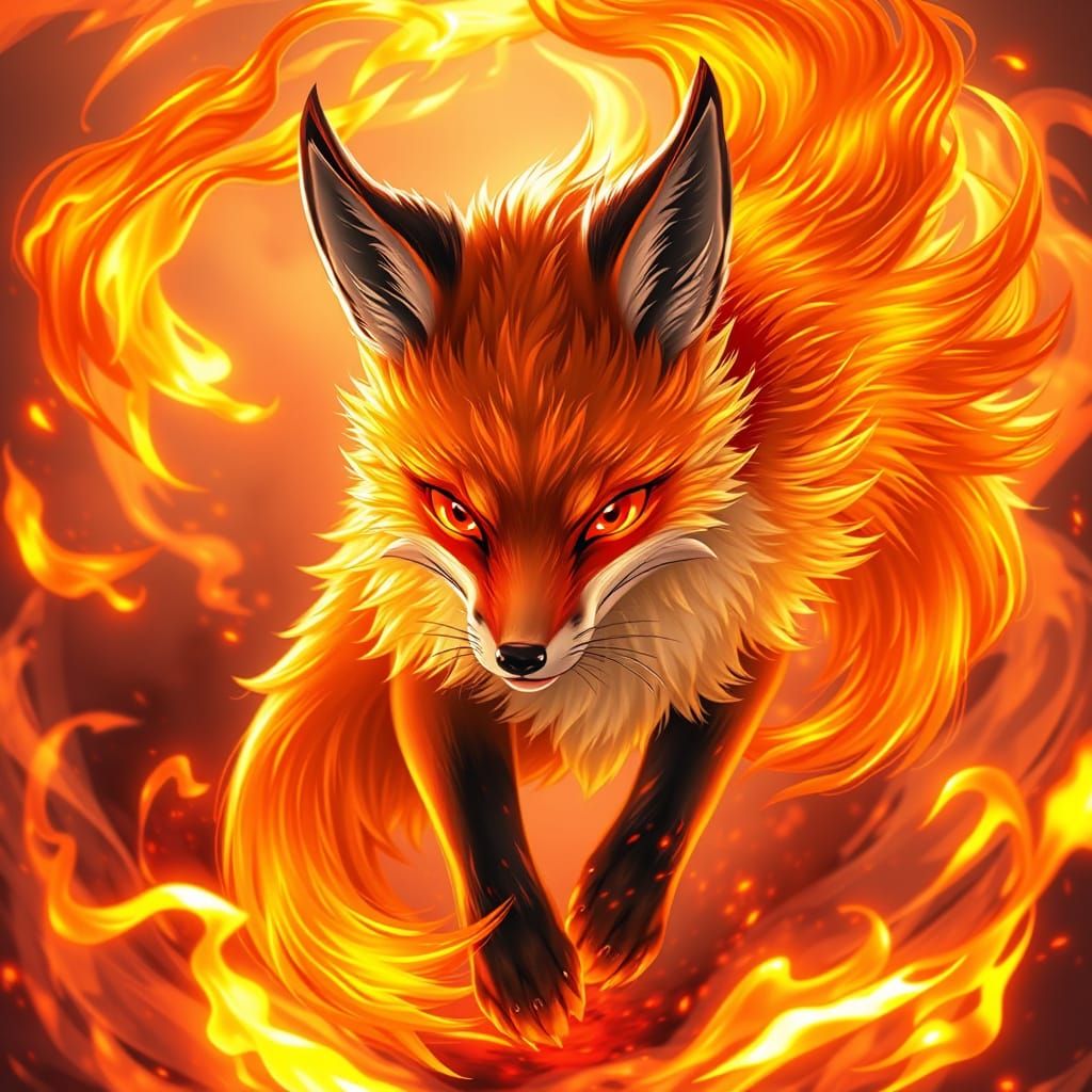 Majestic Fox Emerges from Blazing Inferno in Vibrant Orange ...