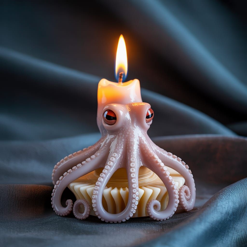 Charming Octopus Candle Hybrid Photograph
