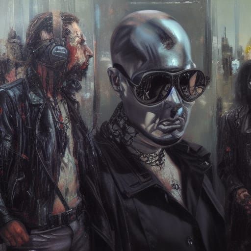 Gothic Dieselpunk Portrait as Oil Painting