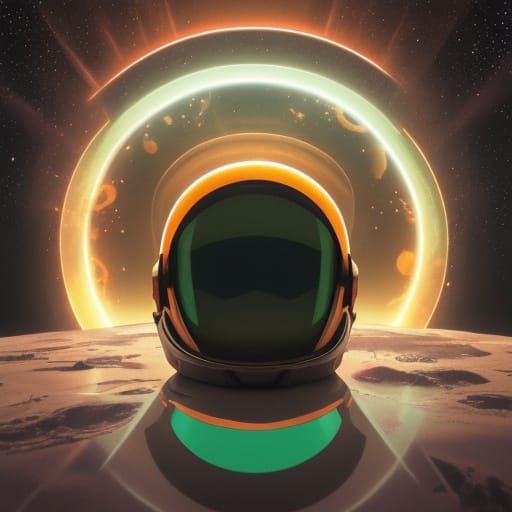 Astronaut on Planet in Vibrant Triadic Colors