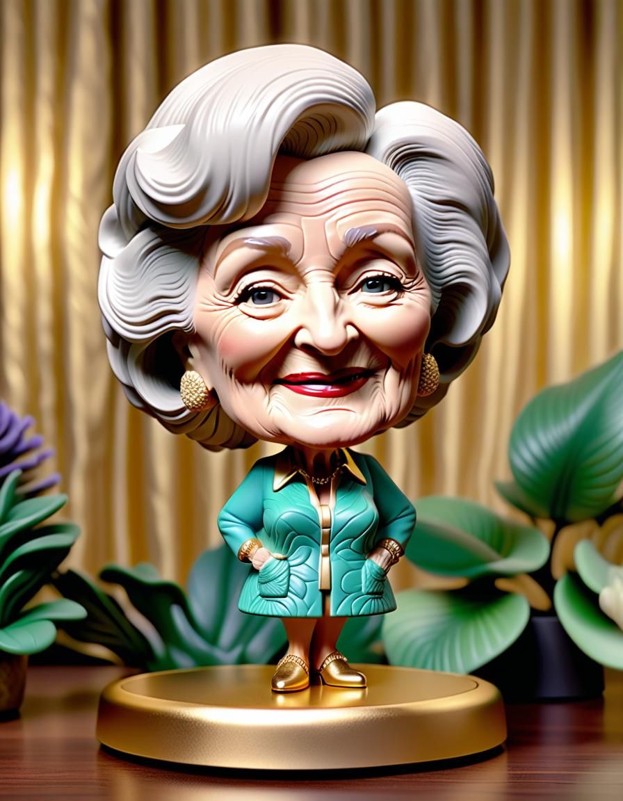 Adorable Betty White Bobblehead Figurine in CGI Style