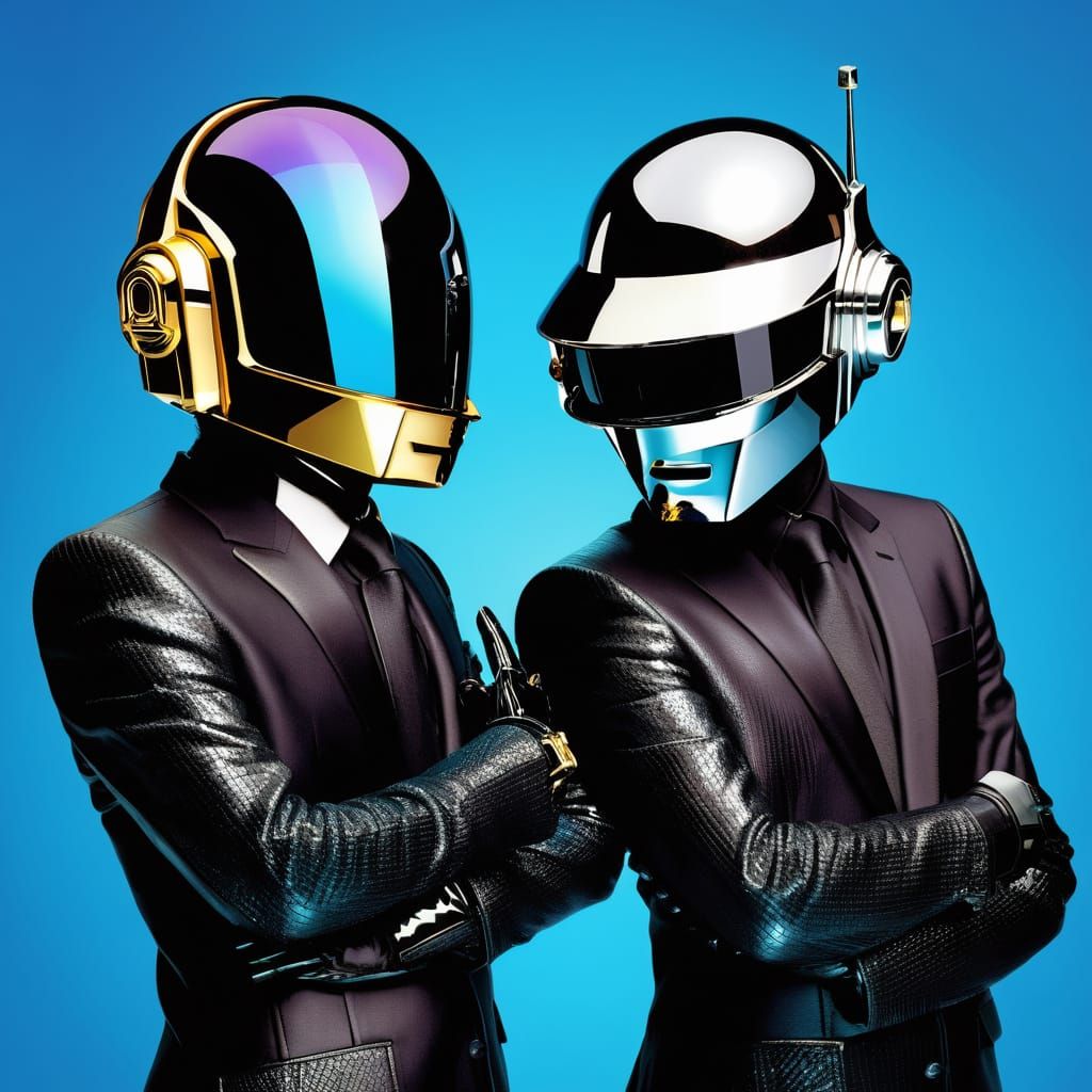 Legendary French Electronic Music Duo in Neon-Lit Rave Style