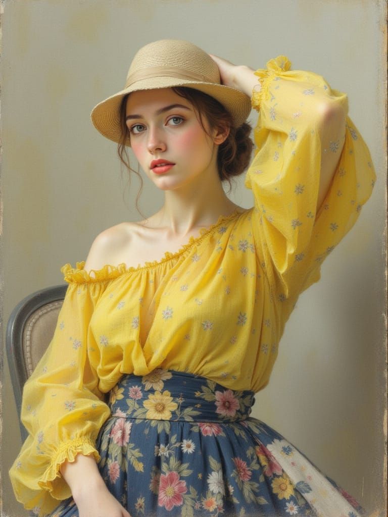 Warm Portrait in Soft Light with Straw