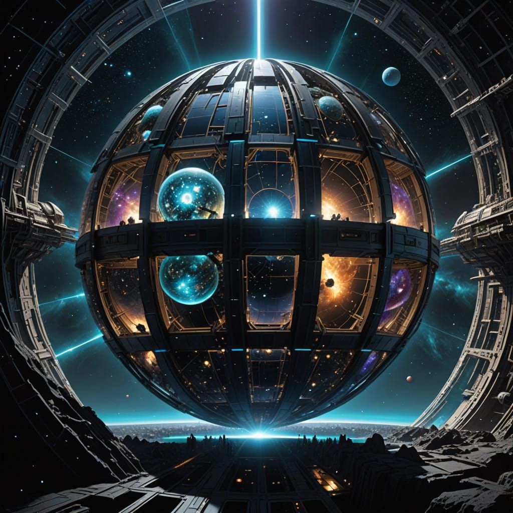 Ethereal Dyson Sphere Envelops Celestial Body