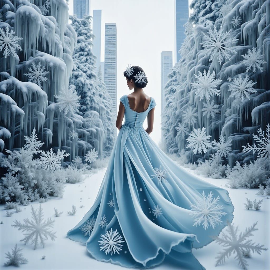 <lora:Winter Photograms:1.0> Snow Queen Jacquelyn  Frost  ic...