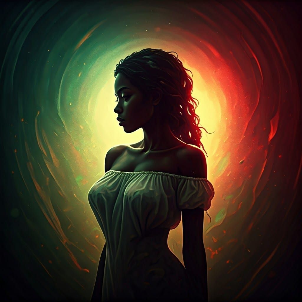 Surreal Caribbean Goddess Ephemeral Silhouette