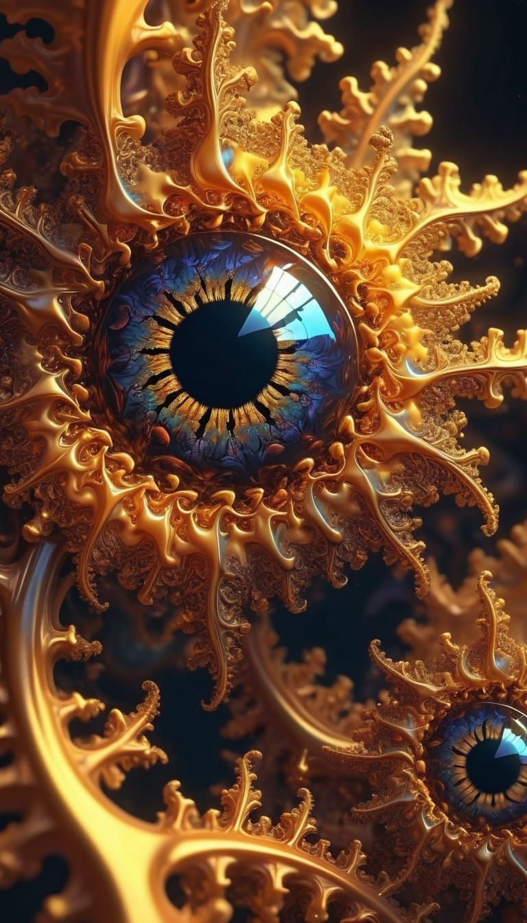 Psychedelic Fractal Art with Blinking Eyes