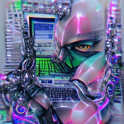 Futuristic Cyber Warrior in Digital Art Style