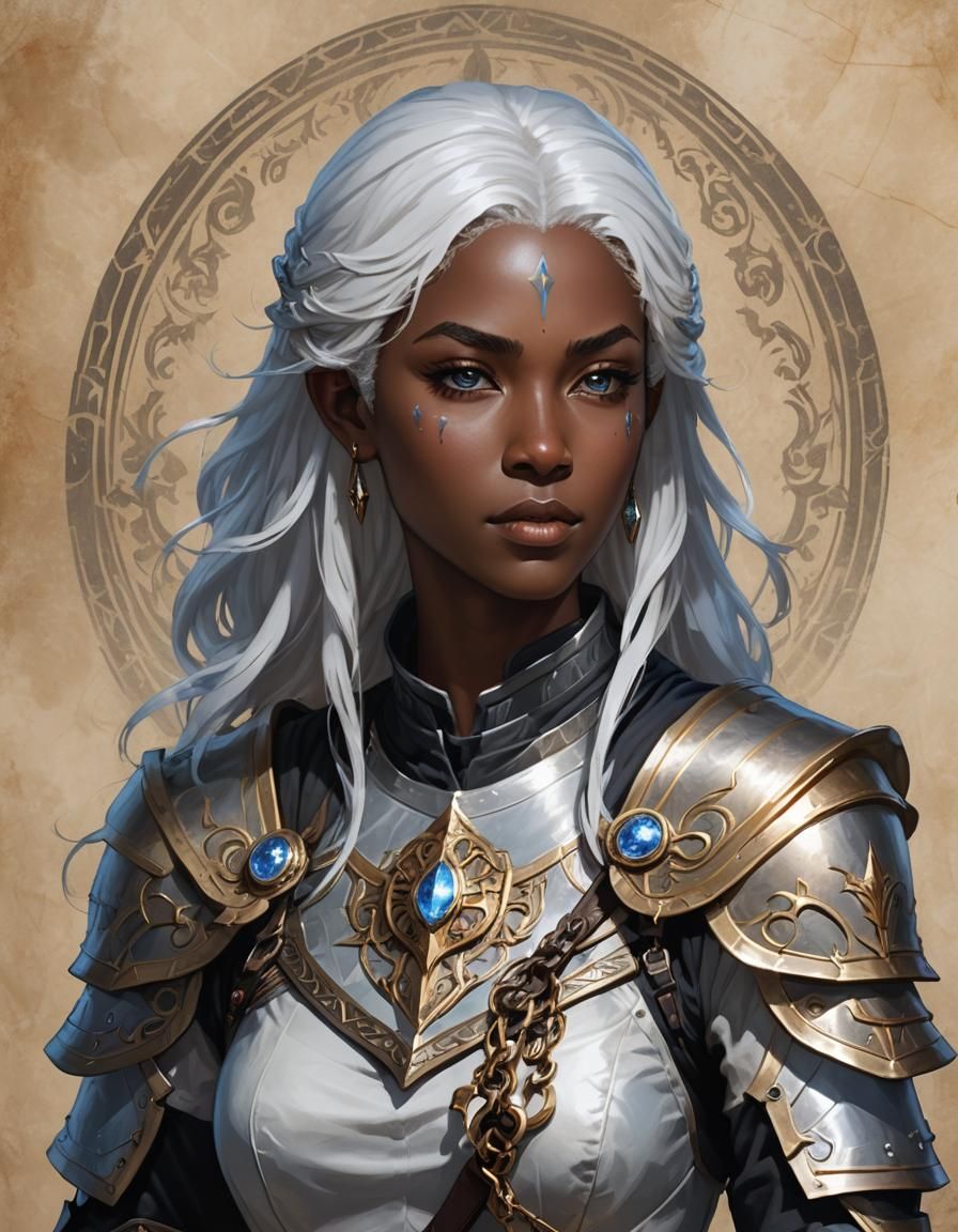 Aasimar Cleric Portrait in Fantasy Concept Art Style
