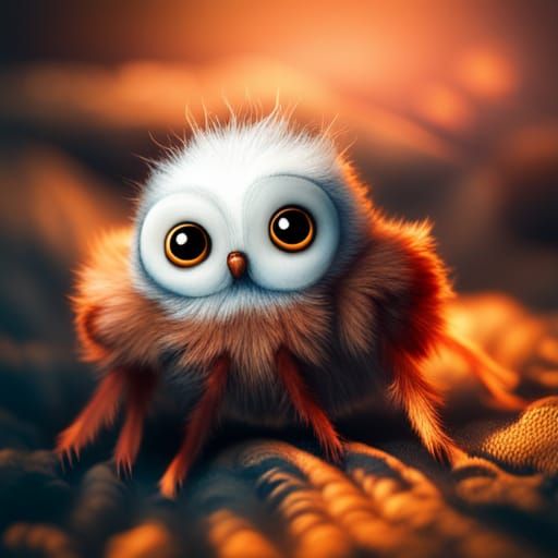 Adorable Fluffy Spider with Owl Eyes Illustration