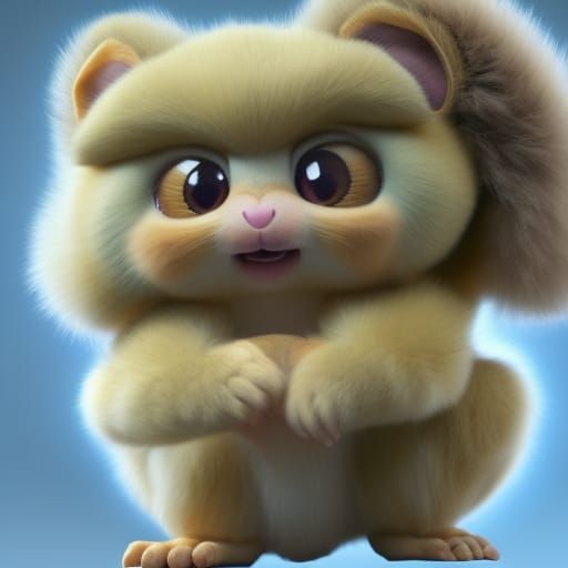 Cute Pastel Lion-Tarsier Hybrid with Wings in 3D