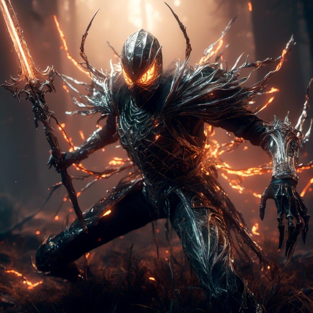 Macabre Spider Knight with Burning Sword