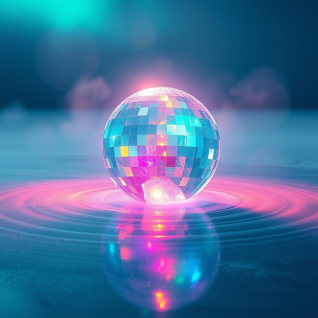 Surreal Ice Disco Ball Dances Across Frozen Lake