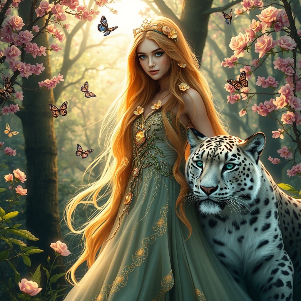 Serene Forest Princess in Whimsical Wonderland