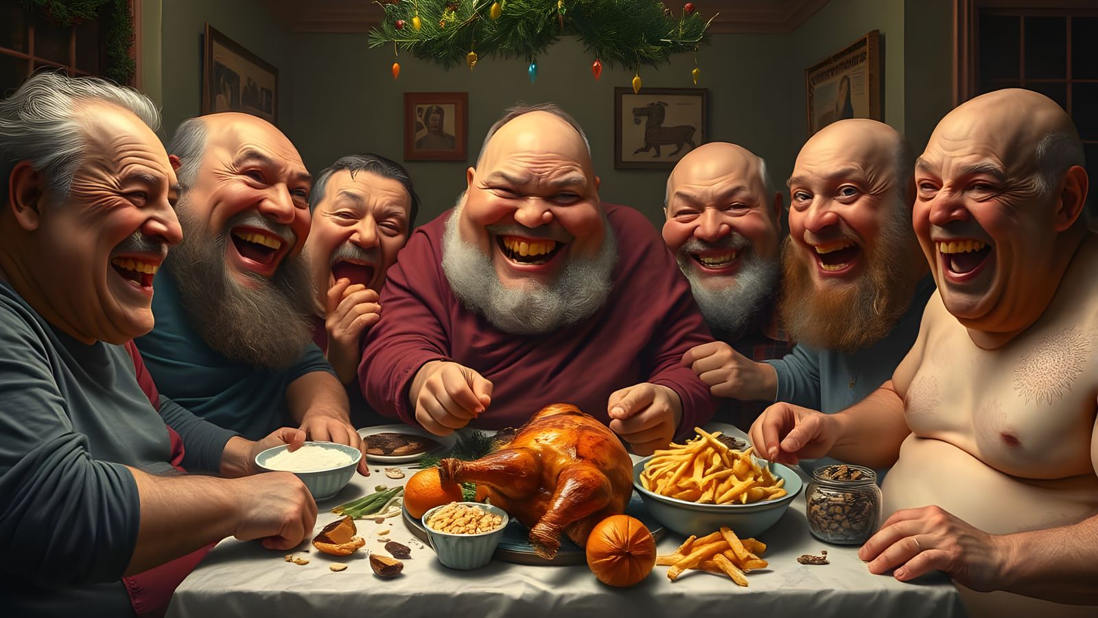 Faithful Family Gathered for Christmas Feast