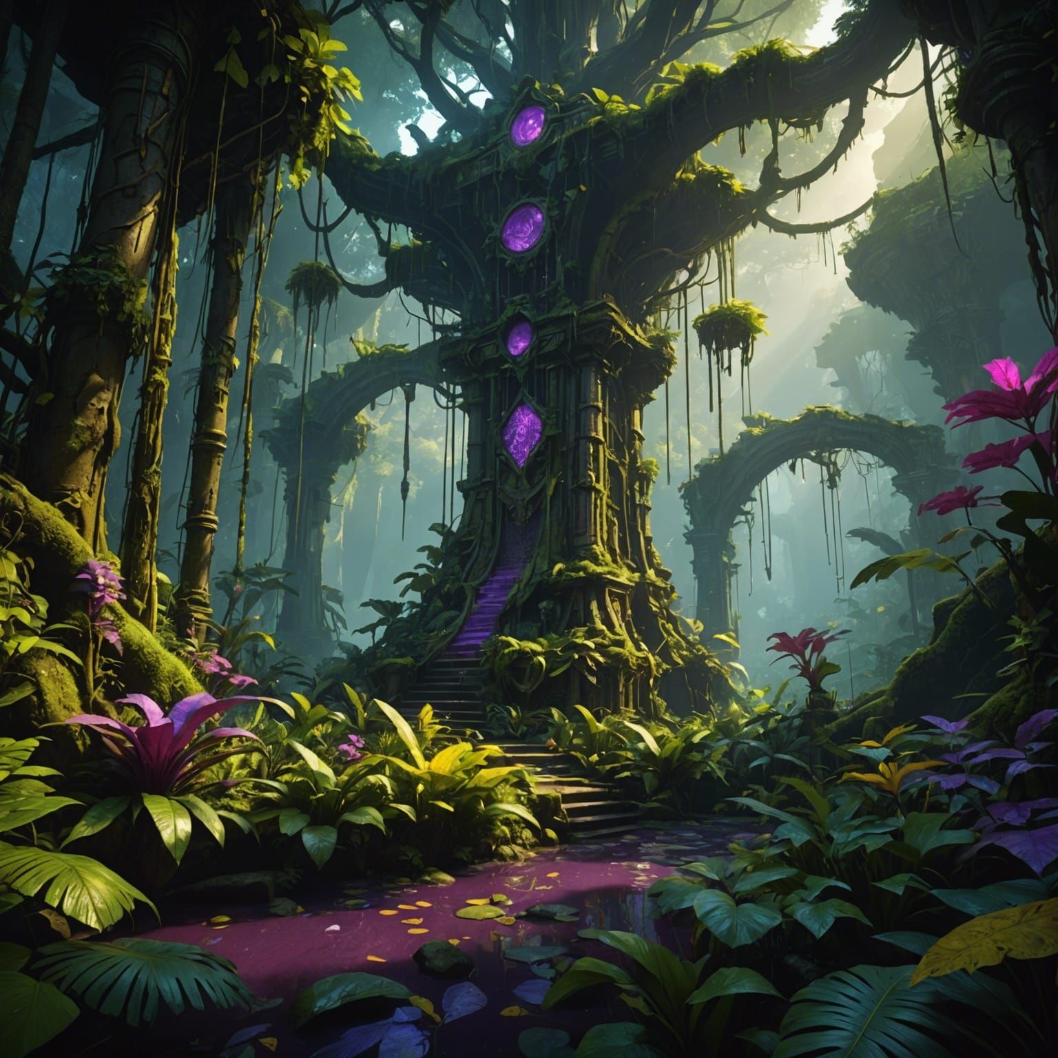 Rainforest Masterpiece in Dark Fantasy Style
