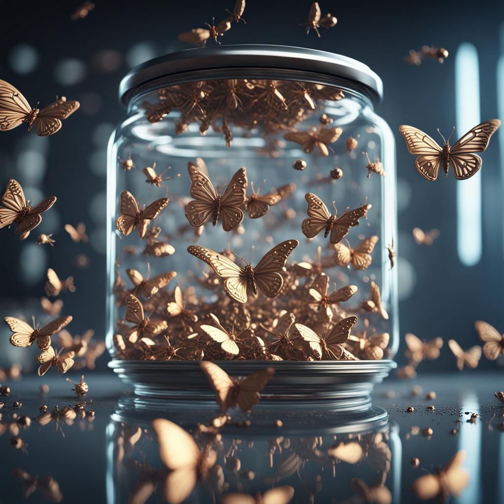 Mechanical Butterflies in a Jar: Sci-Fi Render