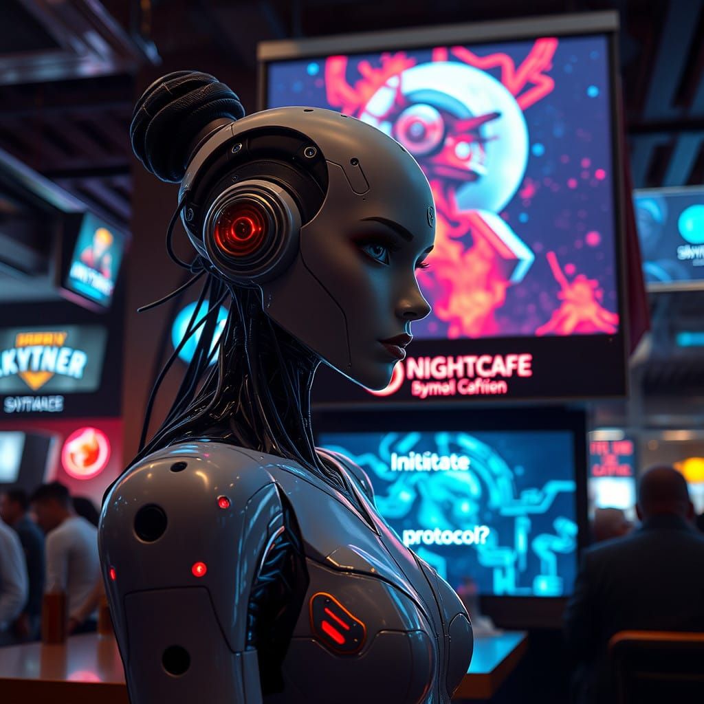 Cyborg at Night Cafe