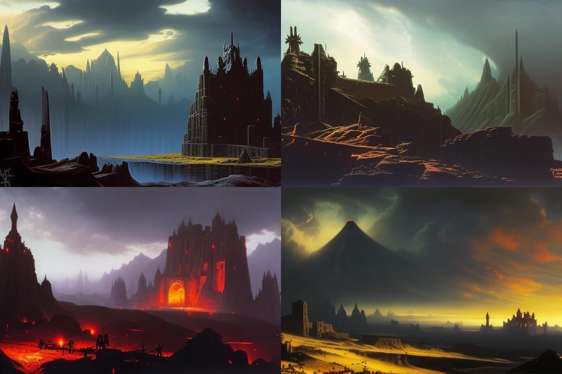 Demonic Citadel in Barren Wasteland Fantasy Art