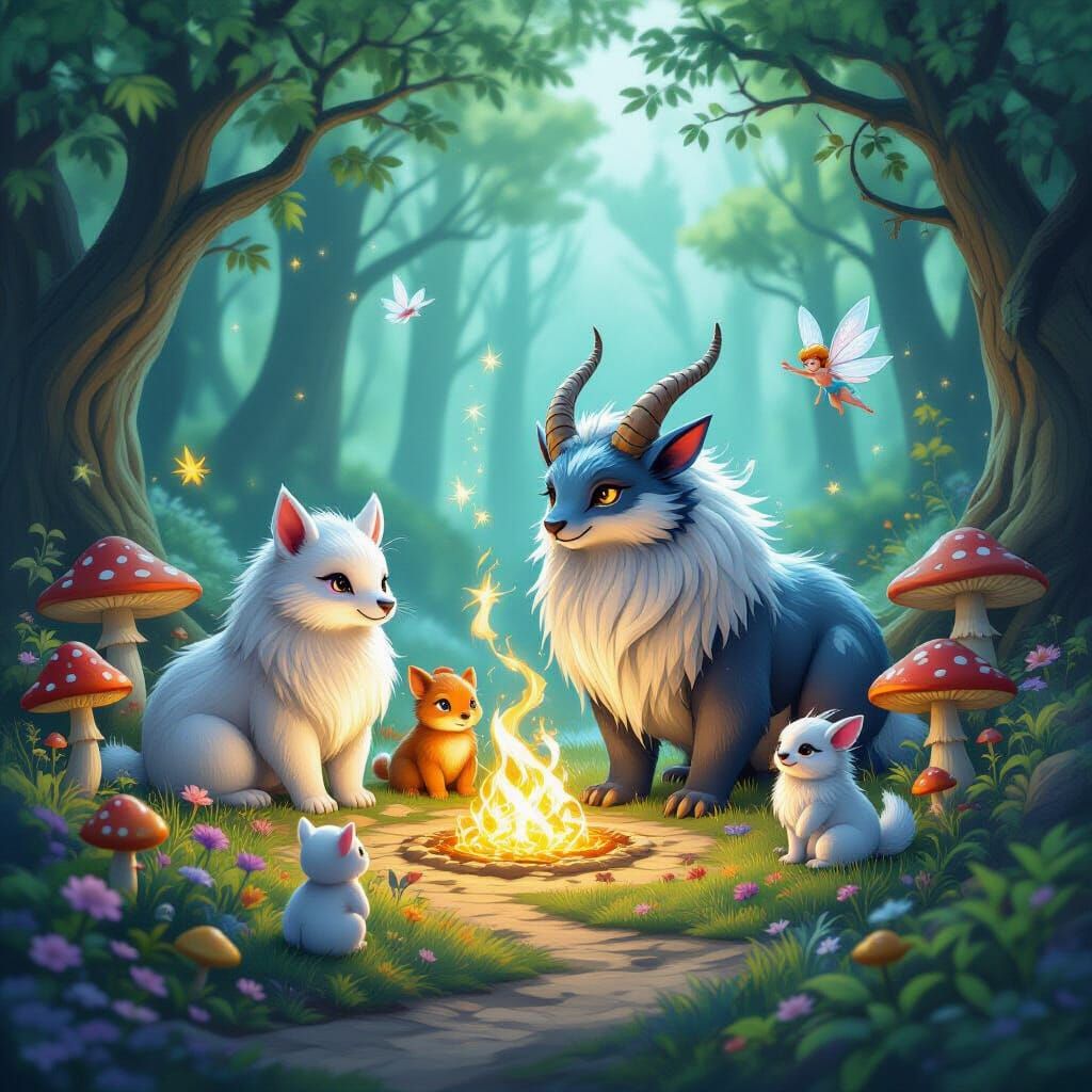 Magical Creatures Gather Mana Energy in Fairy Circle